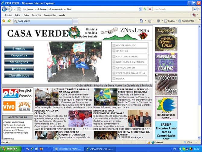 Ao clicar no distrito escolhido, era essa a página na primeira versão.