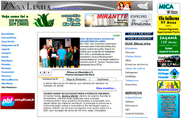 Home do portal em 2011.